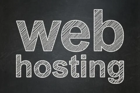 Web development concept: Web Hosting on chalkboard background Stock Photos