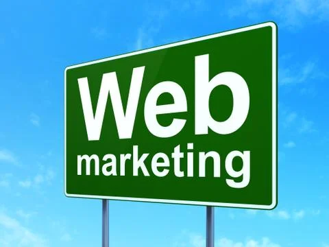 Web development concept: Web Marketing on road sign background 库存插图