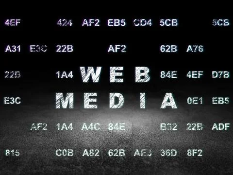 Web development concept: Web Media in grunge dark room Stockillustratie