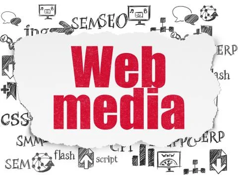 Web development concept: Web Media on Torn Paper background Stock Illustration