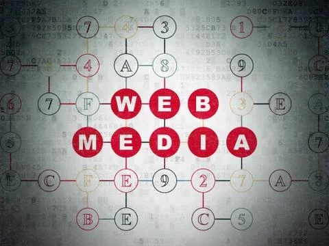Web development concept: Web Media on Digital Data Paper background 库存插图