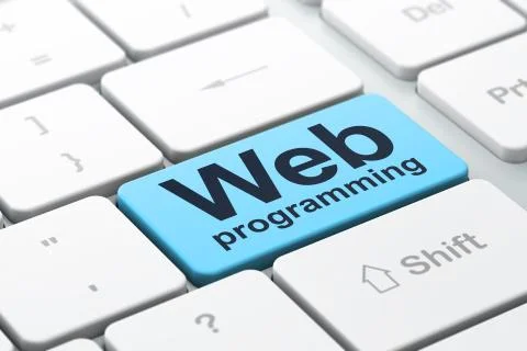 Web development concept: Web Programming on computer keyboard background Stock Illustration