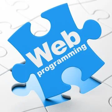 Web development concept: Web Programming on puzzle background Stock Illustration