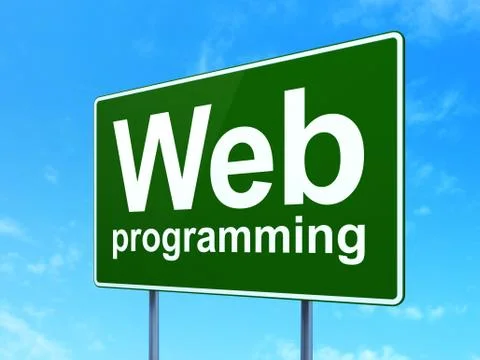 Web development concept: Web Programming on road sign background イラスト素材