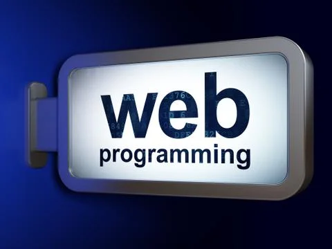 Web development concept: Web Programming on billboard background 스톡 일러스트