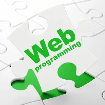 Web development concept: Web Programming on puzzle background Stock Illustration