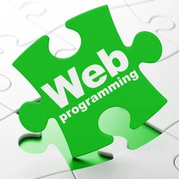 Web development concept: Web Programming on puzzle background Stock Illustration
