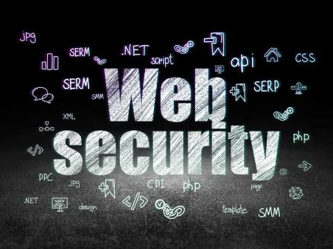 Web development concept: Web Security in grunge dark room イラスト素材