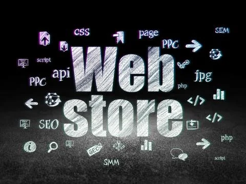 Web development concept: Web Store in grunge dark room Stockillustratie