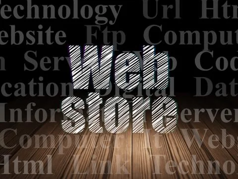 Web development concept: Web Store in grunge dark room イラスト素材