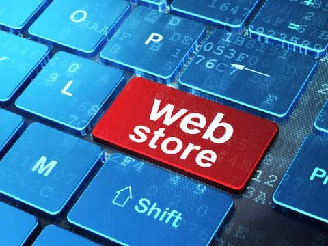Web development concept: Web Store on computer keyboard background Illustrazione stock