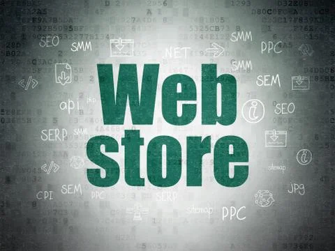 Web development concept: Web Store on Digital Data Paper background Stock Illustration