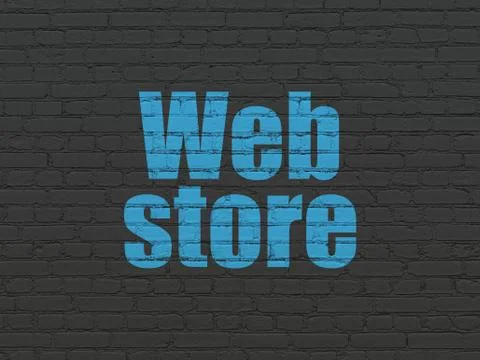 Web development concept: Web Store on wall background 库存插图