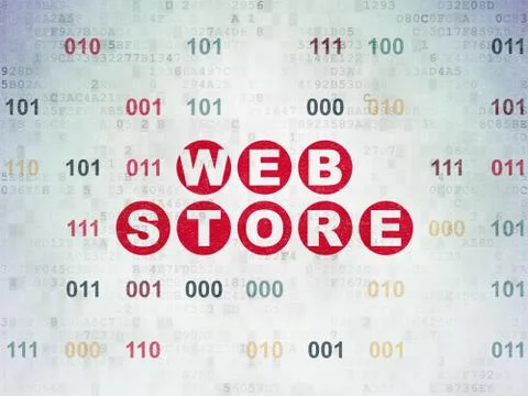 Web development concept: Web Store on Digital Data Paper background Illustrazione stock