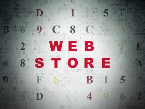 Web development concept: Web Store on Digital Data Paper background 库存插图