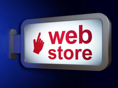 Web development concept: Web Store and Mouse Cursor on billboard background イラスト素材