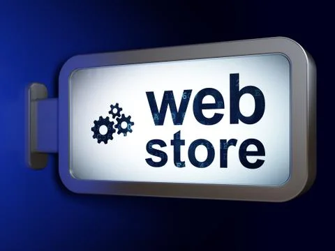 Web development concept: Web Store and Gears on billboard background Illustrazione stock