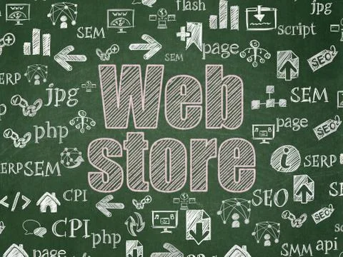 Web development concept: Web Store on School board background 库存插图