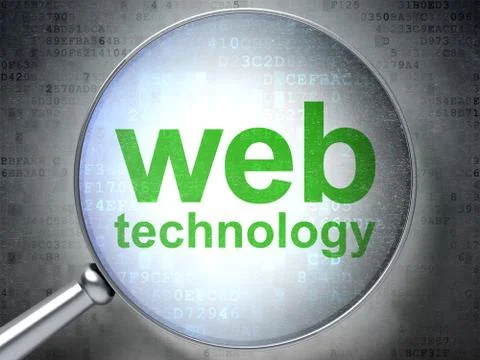 Web development concept: Web Technology with optical glass Stock Illustration