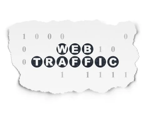 Web development concept: Web Traffic on Torn Paper background 库存插图