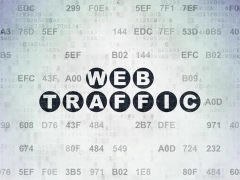 Web development concept: Web Traffic on Digital Paper background 库存插图