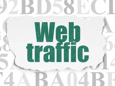 Web development concept: Web Traffic on Torn Paper background Stock Illustration
