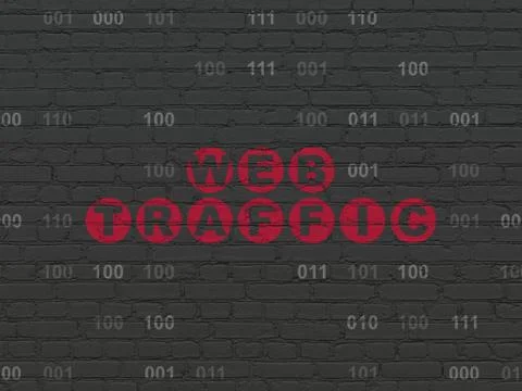 Web development concept: Web Traffic on wall background 库存插图