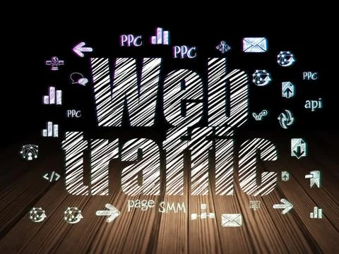 Web development concept: Web Traffic in grunge dark room Stockillustratie