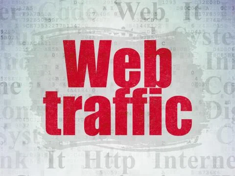 Web development concept: Web Traffic on Digital Data Paper background 库存插图