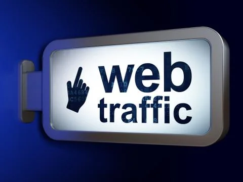 Web development concept: Web Traffic and Mouse Cursor on billboard background 库存插图