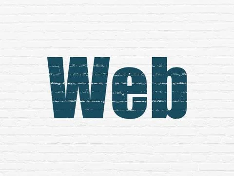 Web development concept: Web on wall background 库存插图