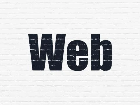 Web development concept: Web on wall background 库存插图
