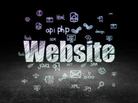Web development concept: Website in grunge dark room Stock Illustration