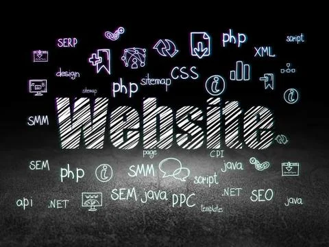 Web development concept: Website in grunge dark room 스톡 일러스트