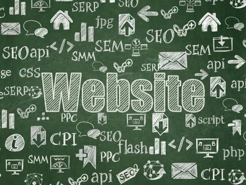 Web development concept: Website on School board background 库存插图