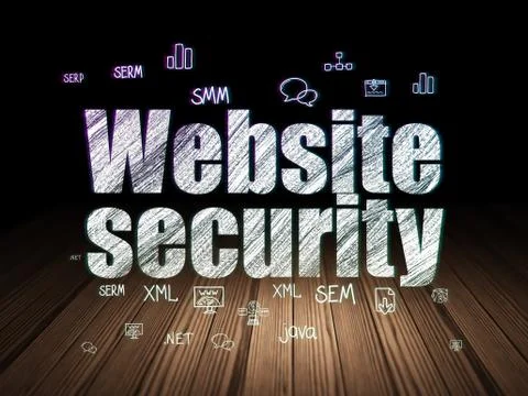 Web development concept: Website Security in grunge dark room Stock Illustration