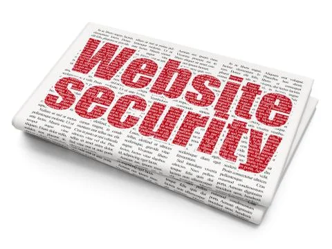 Web development concept: Website Security on Newspaper background 스톡 일러스트
