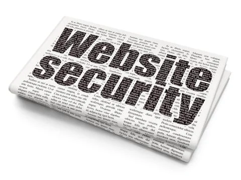 Web development concept: Website Security on Newspaper background 스톡 일러스트