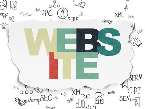 Web development concept: Website on Torn Paper background 库存插图