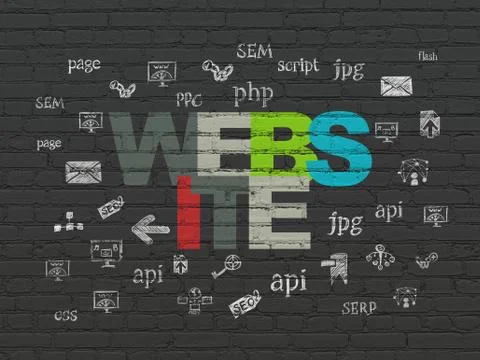 Web development concept: Website on wall background 스톡 일러스트