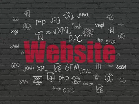 Web development concept: Website on wall background Illustrazione stock