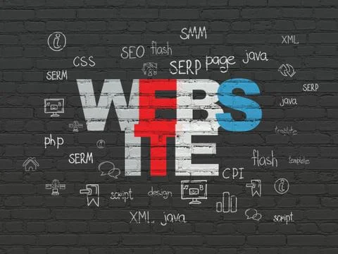 Web development concept: Website on wall background イラスト素材