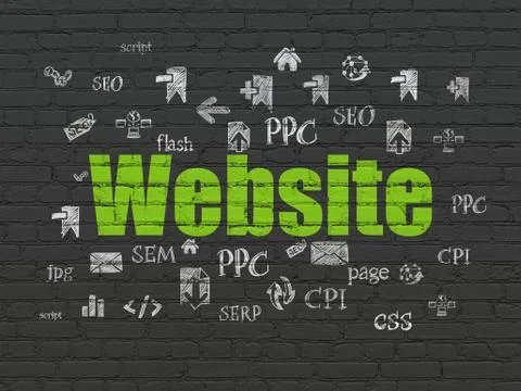 Web development concept: Website on wall background 스톡 일러스트