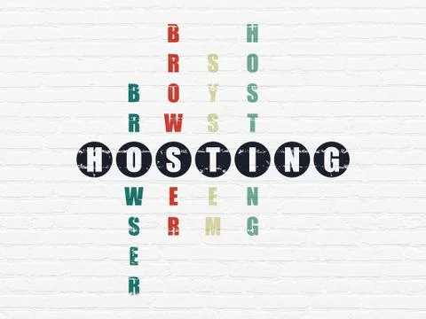 Web development concept: word Hosting in solving Crossword Puzzle イラスト素材