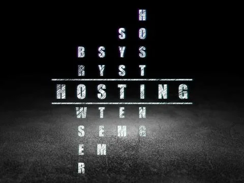Web development concept: word Hosting in solving Crossword Puzzle イラスト素材