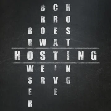 Web development concept: word Hosting in solving Crossword Puzzle Illustrazione stock