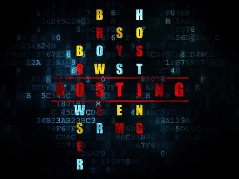 Web development concept: word Hosting in Crossword Puzzle イラスト素材