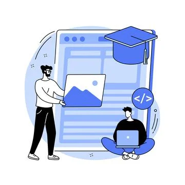 Web development courses abstract concept vector illustration. Stock Illustration
