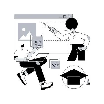 Web development courses abstract concept vector illustration. Illustrazione stock