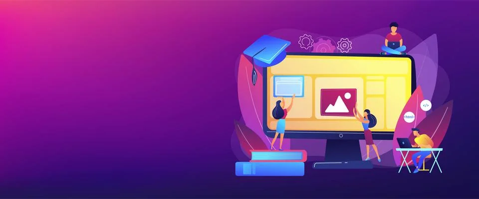 Web development courses concept banner header イラスト素材